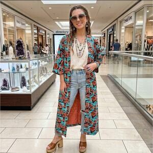 Dopamine  Psychedelic Coat 80s new age Handmade one Size